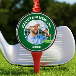 Grüner Golfer-Foto-Hochschul-Golfteam-Weihnachten Ornament Aus Metall