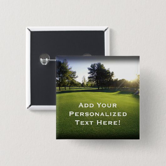 Grüner Golfplatz an der Dämmerung Button (Vorne & Hinten)