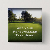 Grüner Golfplatz an der Dämmerung Button (Vorderseite)