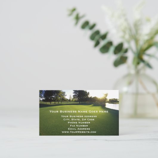 Grüner Golfplatz an der Dämmerung Visitenkarte (Stehend Vorderseite)