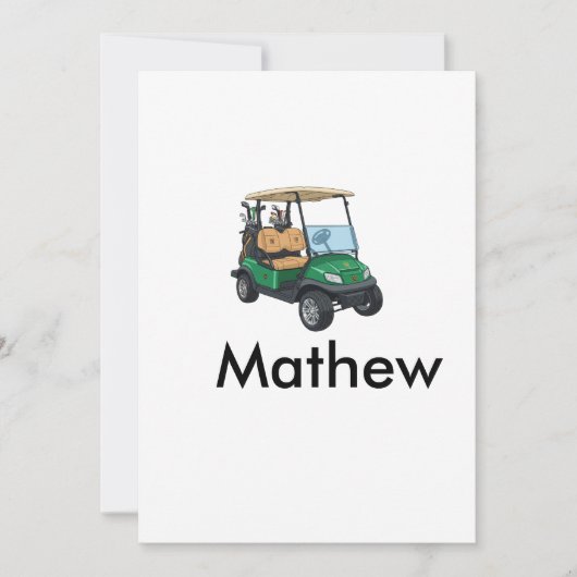 Grüner Golfwagen Name Mann Sport Junge Geschenke B Einladung (Vorderseite)