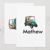 Grüner Golfwagen Name Mann Sport Junge Geschenke B Einladung (Vorne/Hinten)