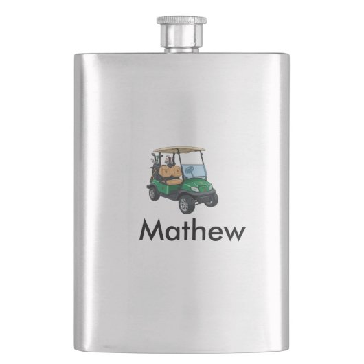 Grüner Golfwagen Name Mann Sport Junge Geschenke B Flachmann (Vorderseite)