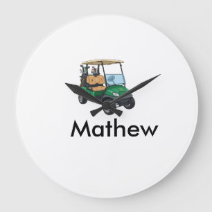 Grüner Golfwagen Name Mann Sport Junge Geschenke B Große Wanduhr