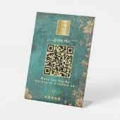 Grüner Google Bewertungen Geschäft Link QR Code Sockelschild (Vorderseite)