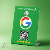 Grüner Google Review Geschäft Stand mit QR Code Sockelschild