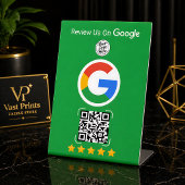 Grüner Google Review Geschäft Stand mit QR Code Sockelschild