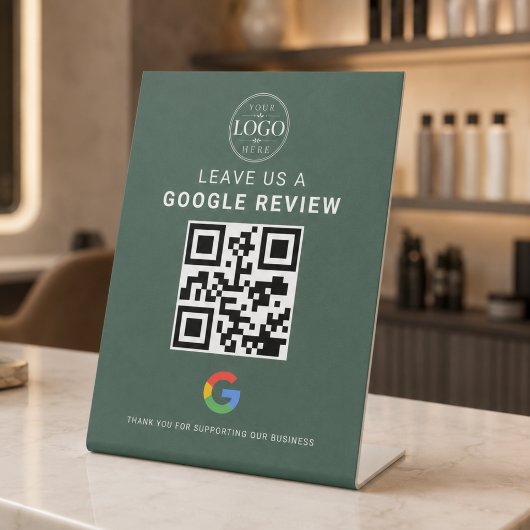 Grüner Google Review QR Display Sockelschild
