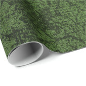 Grüner Goth viktorianischer Damast-Vintage Tapete Geschenkpapier (Rolleneckpunkt)