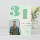 Grüner Gradient 31. Geburtstag Einladungen Boy Fot (Stehend Vorderseite)