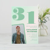 Grüner Gradient 31. Geburtstag Einladungen Boy Fot (Stehend Vorderseite)