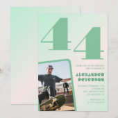 Grüner Gradient 44. Geburtstagseinladungen Boy Fot Einladung (Vorne/Hinten)