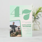 Grüner Gradient 47. Geburtstag Einladungen Boy Fot (Stehend Vorderseite)