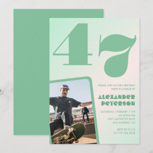 Grüner Gradient 47. Geburtstag Einladungen Boy Fot