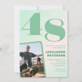 Grüner Gradient 48. Geburtstag Einladungen Boy Fot (Vorderseite)
