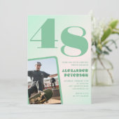 Grüner Gradient 48. Geburtstag Einladungen Boy Fot (Stehend Vorderseite)