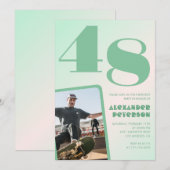 Grüner Gradient 48. Geburtstag Einladungen Boy Fot (Vorne/Hinten)