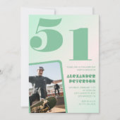 Grüner Gradient 51. Geburtstag Einladungen Boy Fot (Vorderseite)