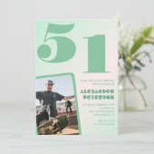 Grüner Gradient 51. Geburtstag Einladungen Boy Fot (Stehend Vorderseite)