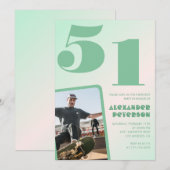 Grüner Gradient 51. Geburtstag Einladungen Boy Fot (Vorne/Hinten)