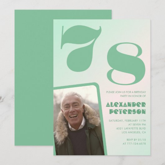 Grüner Gradient 78. Geburtstag Einladungen Männer  (Vorne/Hinten)