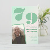 Grüner Gradient 79. Geburtstag Einladungen Männer  (Stehend Vorderseite)