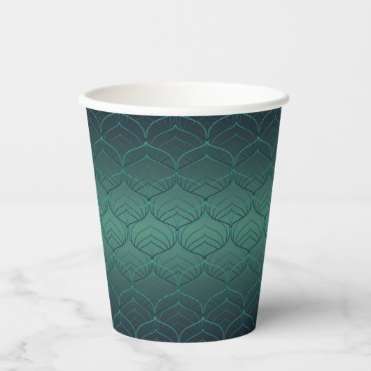 Grüner Gradient im Art Deco-Stil. Pappbecher (Vorderseite)