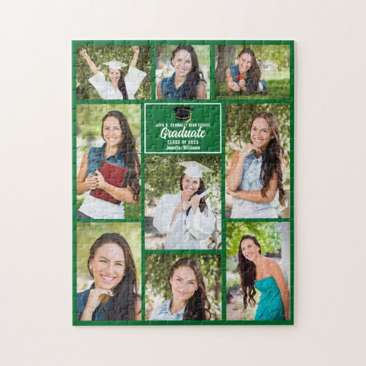 Grüner Graduate Senior Foto Collage Abschluss Puzzle (Vertikal)