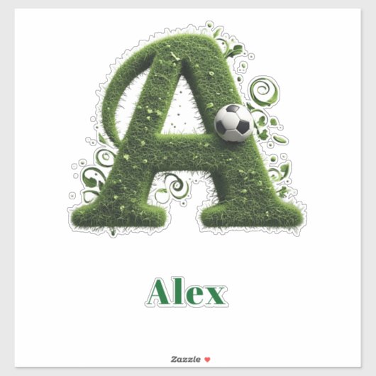 Grüner Gras-Buchstabe A-Topiar mit Fußball Aufkleber (Blatt)