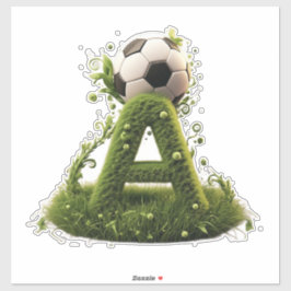 Grüner Gras-Buchstabe A-Topiarie mit Fußball Aufkleber