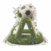 Grüner Gras-Buchstabe A-Topiarie mit Fußball Aufkleber (Vorderseite)