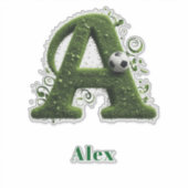 Grüner Gras-Buchstabe A-Topiarie mit Fußball Aufkleber (Vorderseite)