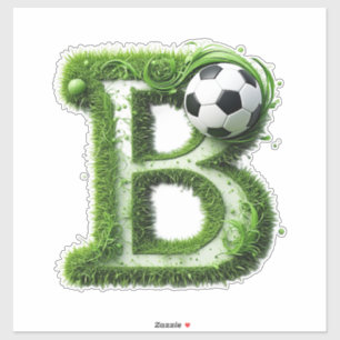 Grüner Gras-Buchstabe-B-Topiarie mit Fußball Aufkleber