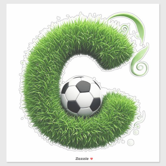 Grüner Gras-Buchstabe C-Topiar mit Fußball Aufkleber (Blatt)