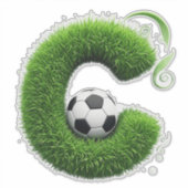 Grüner Gras-Buchstabe C-Topiar mit Fußball Aufkleber (Vorderseite)