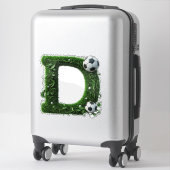 Grüner Gras-Buchstabe D-Topiaire mit Fußball Aufkleber (Koffer)