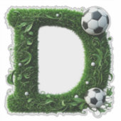 Grüner Gras-Buchstabe D-Topiaire mit Fußball Aufkleber (Vorderseite)
