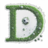 Grüner Gras-Buchstabe D-Topiaire mit Fußball Aufkleber (Vorderseite)