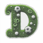 Grüner Gras-Buchstabe D-Topiaire mit Fußball Aufkleber (Vorderseite)