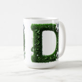 Grüner Gras-Buchstabe D-Topiaire mit Fußball Kaffeetasse (VorderseiteRechts)