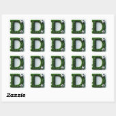 Grüner Gras-Buchstabe D-Topiaire mit Fußball Quadratischer Aufkleber (Blatt)