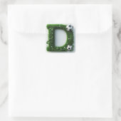 Grüner Gras-Buchstabe D-Topiaire mit Fußball Quadratischer Aufkleber (Tasche)