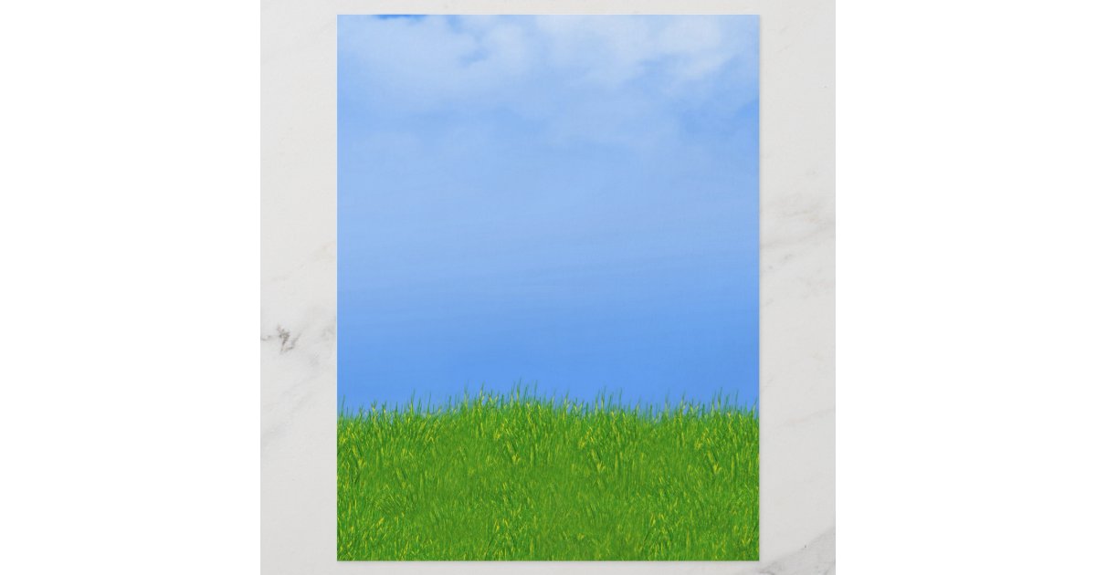 Gruner Gras Und Blauer Himmel Hintergrund Flyer Zazzle De