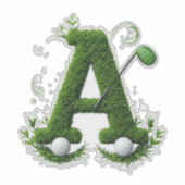 Grüner Grasbuchstabe A mit Golfschlägern: Sport, N Aufkleber (Vorderseite)