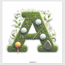 Grüner Grasbuchstabe A mit Golfschlägern: Sport, N Aufkleber