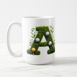 Grüner Grasbuchstabe A mit Golfschlägern: Sport, N Kaffeetasse