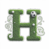Grüner Grasbuchstabe H mit Fußball Aufkleber (Vorderseite)