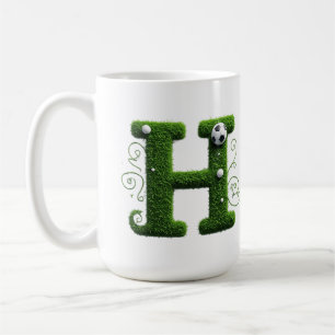 Grüner Grasbuchstabe H mit Fußball Kaffeetasse
