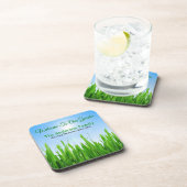 Grüner Grasgarten mit Blau Himmel Design Getränkeuntersetzer (Rechte Seite)