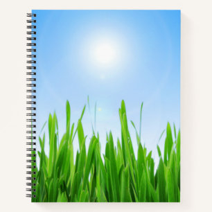 Grüner Grasgarten mit Blau Himmel Design Notizblock